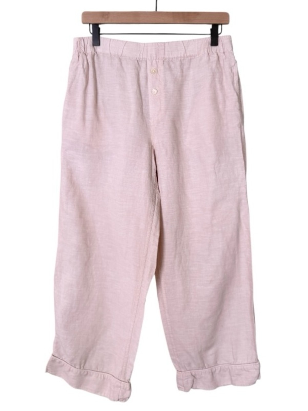 J. Crew Linen Cotton Cropped Leg Pajama Pants Crop Light Pink Sleepwear Small